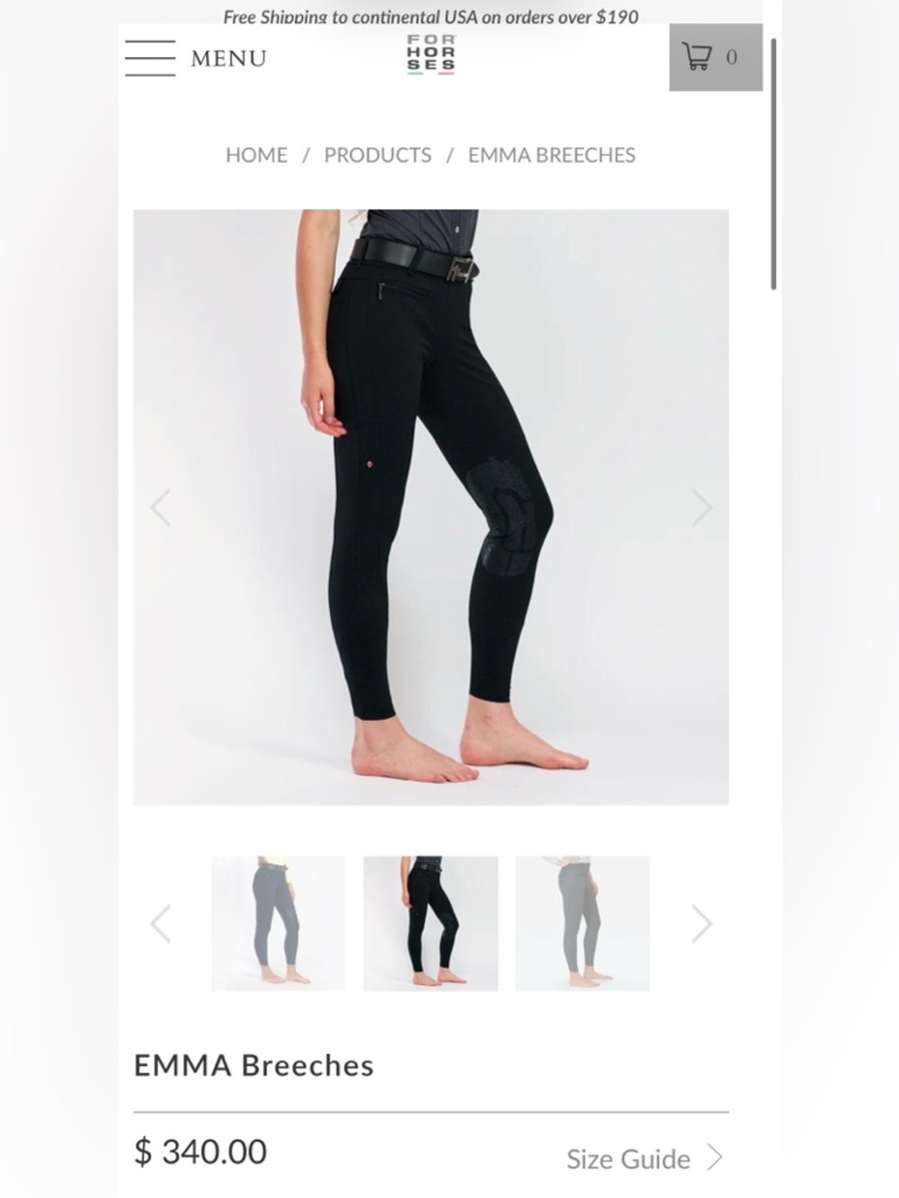 FOR HORSES EMMA Breeches - Black Riding Leggings